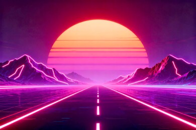 霓虹公路赛博潮流音乐节主视觉