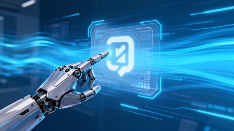 机械手触碰未来科技界面