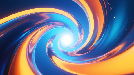 蓝橙螺旋光点背景