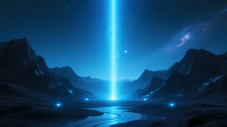 蓝色山脉星夜倒影