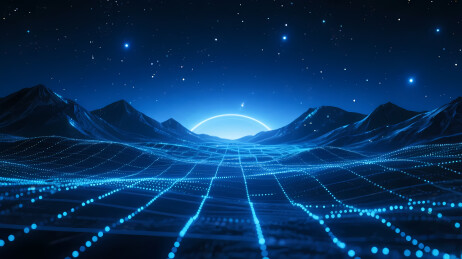 未来感蓝调山月夜