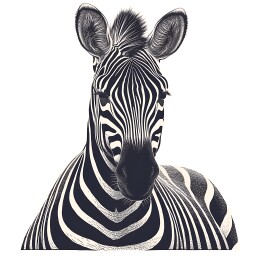 复古雕刻版画斑马正面特写