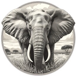 复古雕刻版画大象