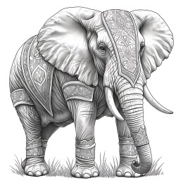 复古雕刻版画大象