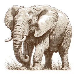 复古雕刻版画大象