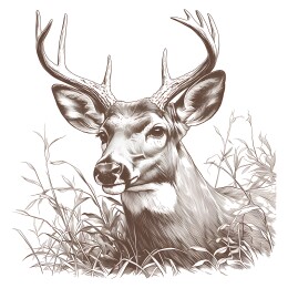 复古雕刻版画鹿头特写