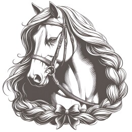 复古雕刻版画马头部特写