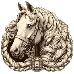 复古雕刻版画马头部特写