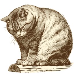 复古雕刻版画猫素材