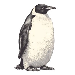 复古雕刻版画可爱企鹅企鹅