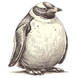 复古雕刻版画企鹅素材