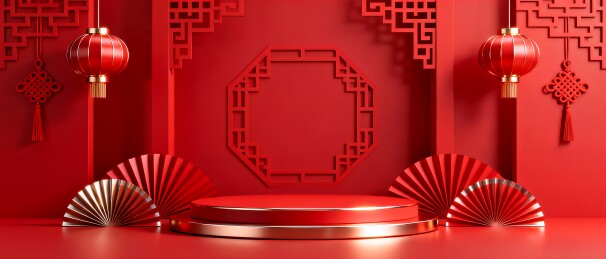 中国风新年展台插画