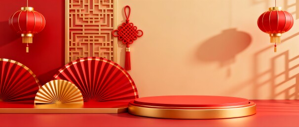 中国风新年展台插画