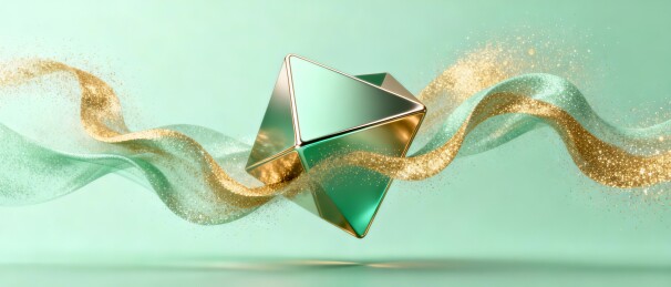 绿钻金流极简感美妆发布会背景