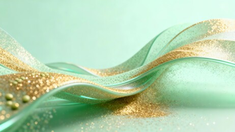 绿钻金流极简感美妆发布会背景