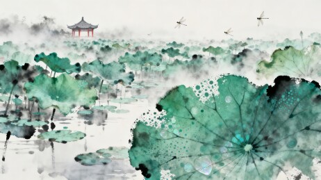 荷亭清夏茶品主视觉