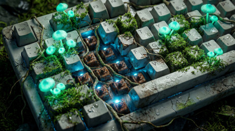 发光蘑菇与废弃机械键盘