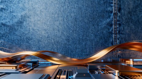 鎏金牛仔科技风品牌发布会背景