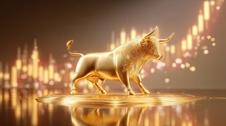 金色牛雕像象征牛市繁荣