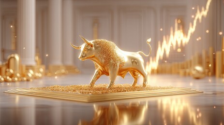 金色牛市雕像象征财富增长