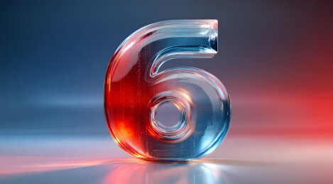 数字6的玻璃质感呈现