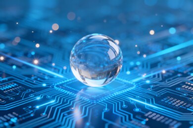 科技感玻璃球与电路板