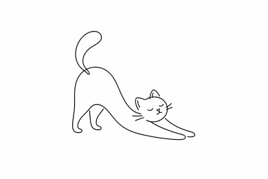 伸展的线描小猫