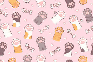 可爱猫爪鱼骨图案