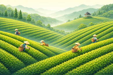 山间茶园采茶季