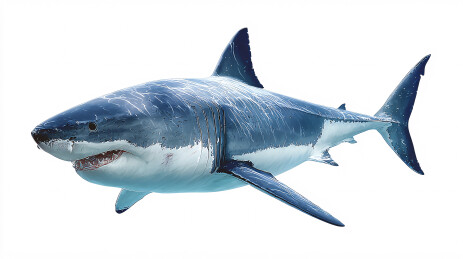 凶猛的海洋生物大白鲨特写