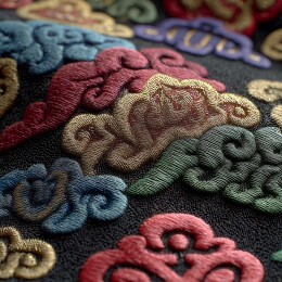 中式云肩服饰刺绣花纹