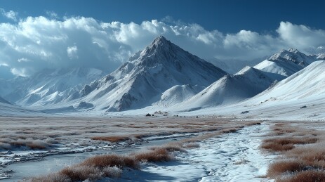雪山荒野风光图