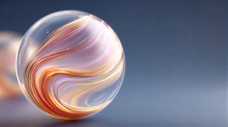 带彩色波纹的透明玻璃球