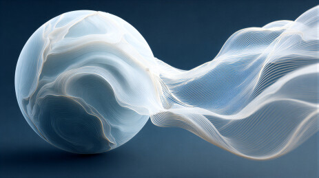 带有流动纹理的球形艺术装置