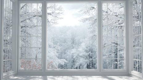 雪景窗外积雪枝头