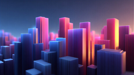 霓虹色彩的城市建筑群