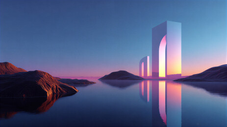 梦幻湖光建筑风景