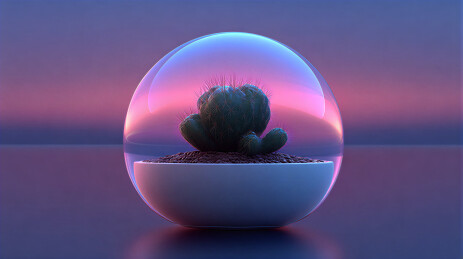 玻璃球中的仙人掌