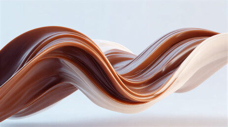 流动的巧克力与奶白色波纹造型