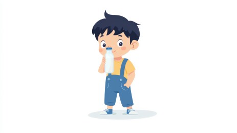 儿童喝牛奶插画