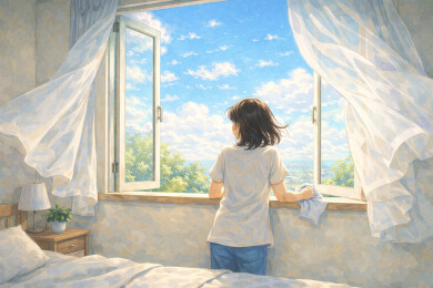 开窗通风的清晨