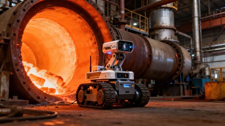 工厂内机器人监测熔炉