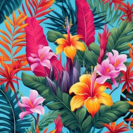 热带花卉色彩插画