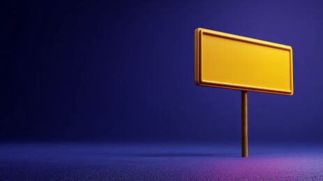 黄色立体标牌简约