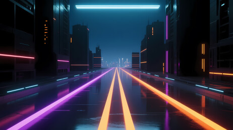 霓虹双色未来街道