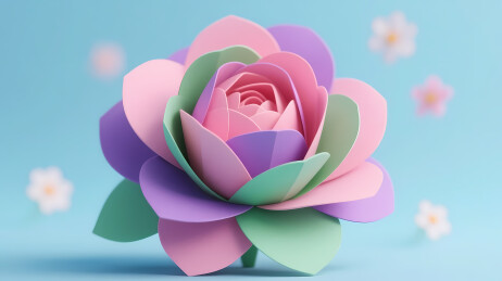 纸艺立体花浅蓝背景