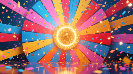 彩扇圆盘金光星空