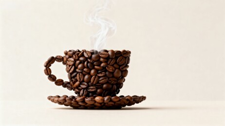 咖啡豆创意杯具热气腾腾