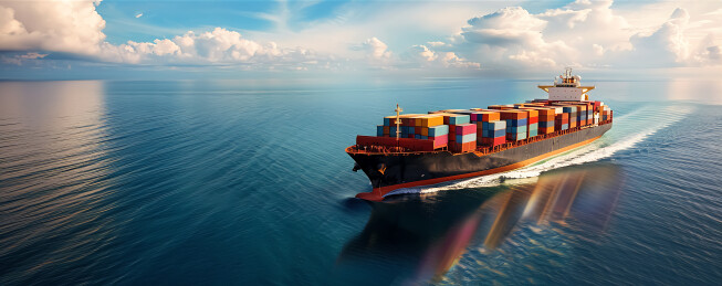海洋航行的集装箱货轮商务背景