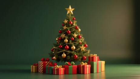 金色红球圣诞树